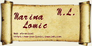 Marina Lomić vizit kartica
